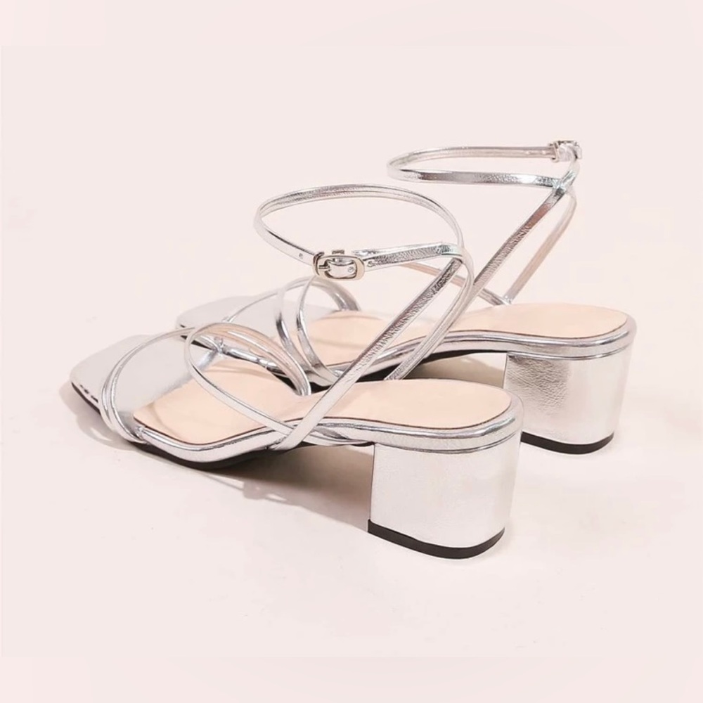 SHEIN Metallic thin strap chunky heel sandal